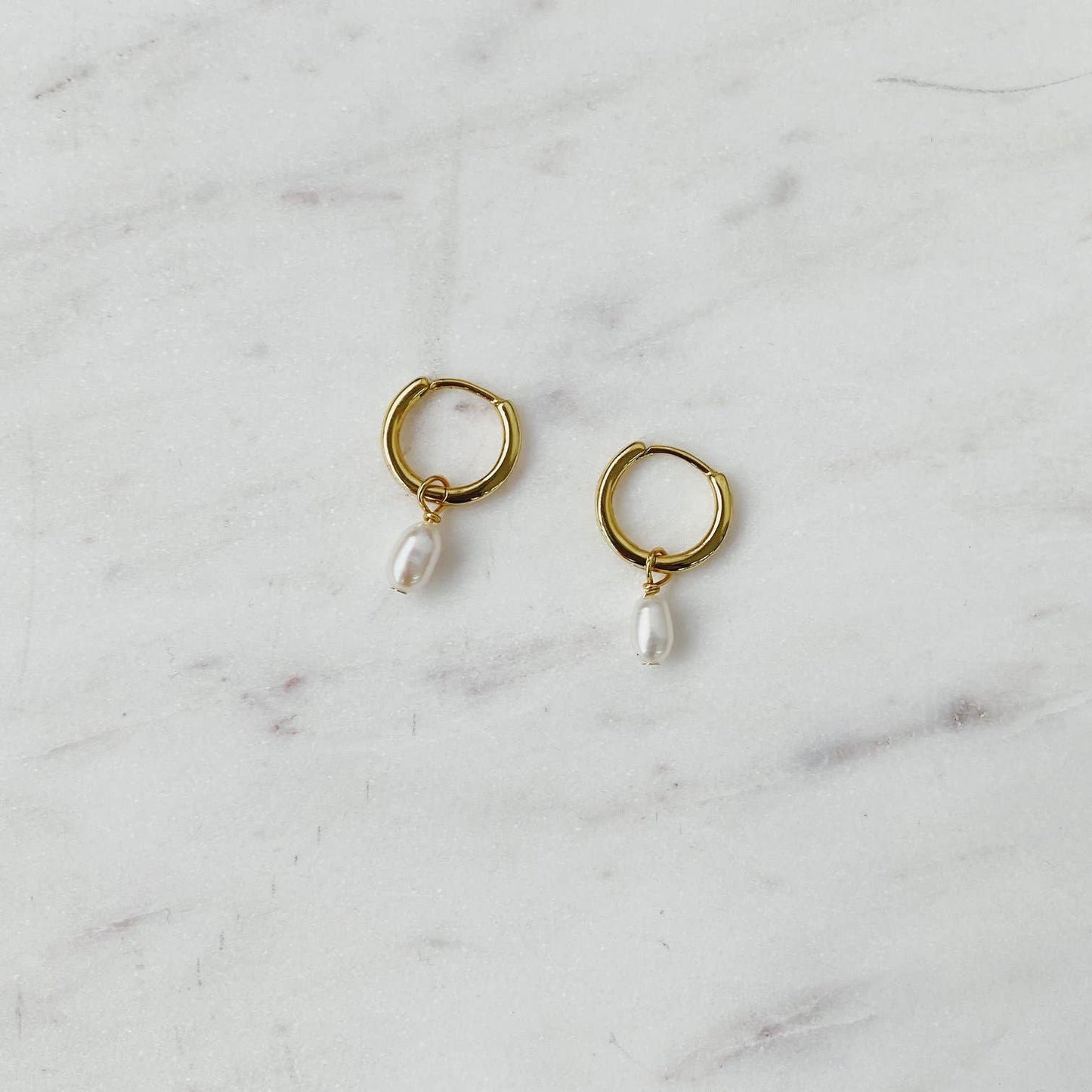 Horace Dolko 18K Gold Plated Sterling Silver Pearl Hoop Earrings