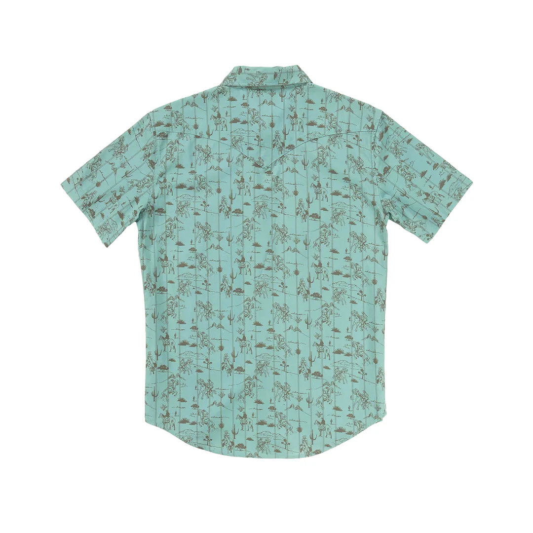 Sendero Serape Pearl Snap Short Sleeve - Azulado Desert Rodeo Print