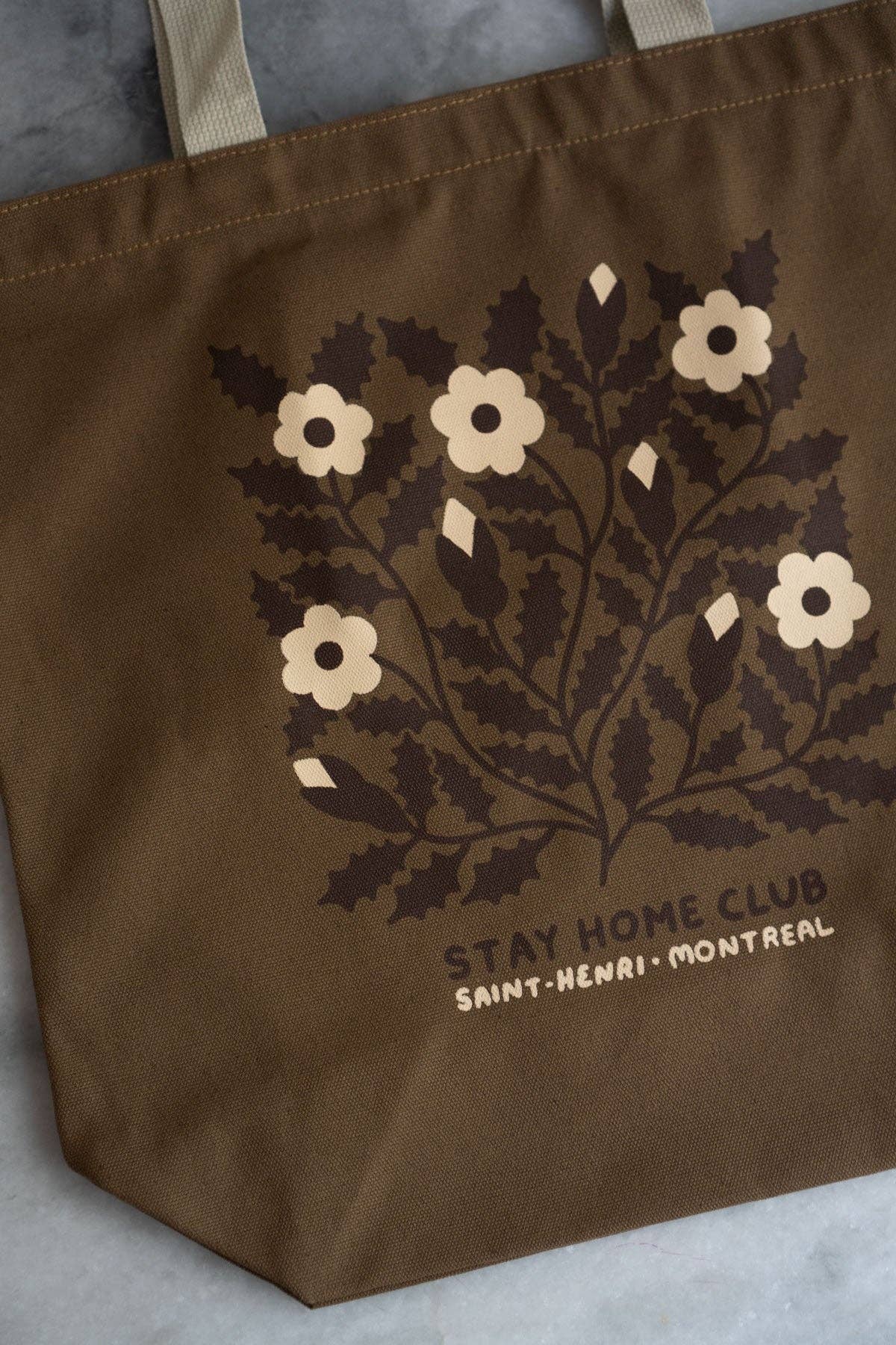 Stay Home Club Big Zippered Canvas Tote