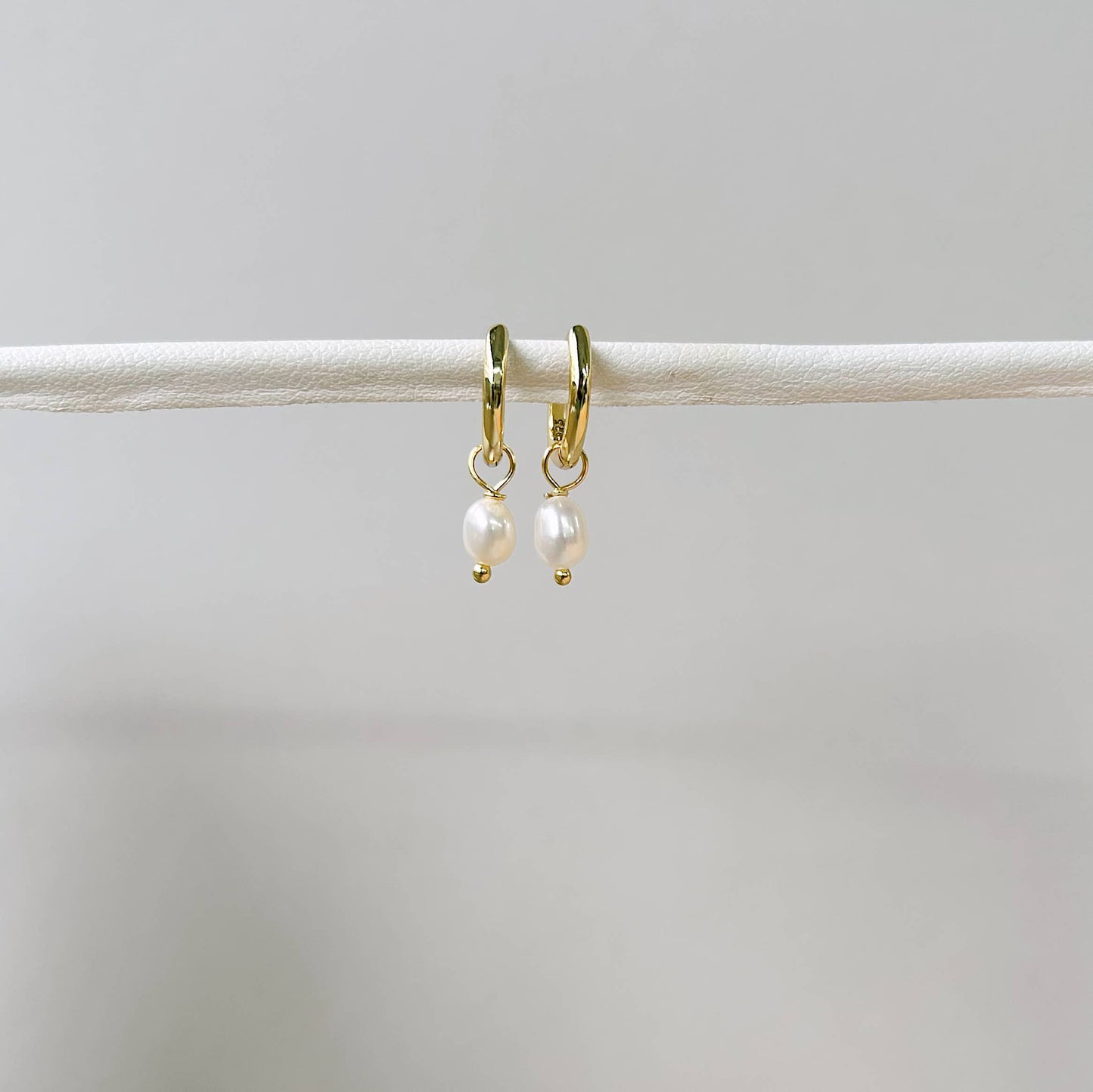 Horace Dolko 18K Gold Plated Sterling Silver Pearl Hoop Earrings
