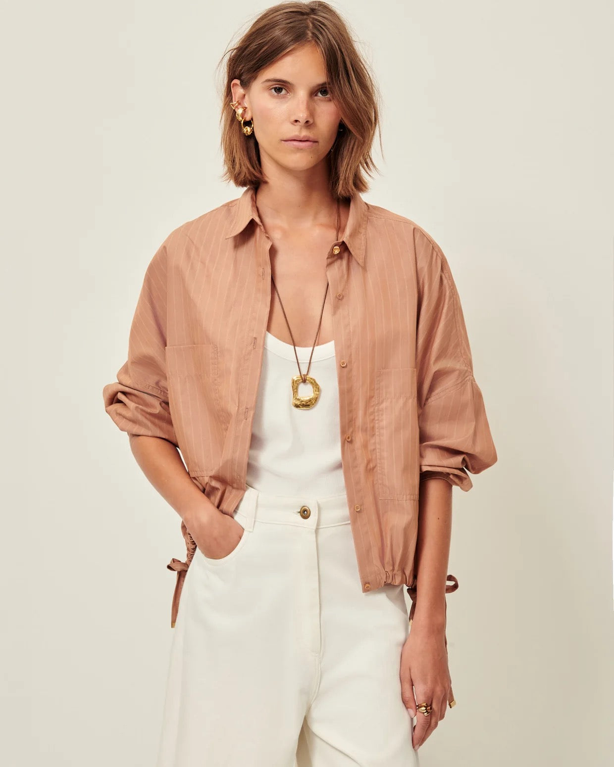 Sessun Casaba Shacket With Ties