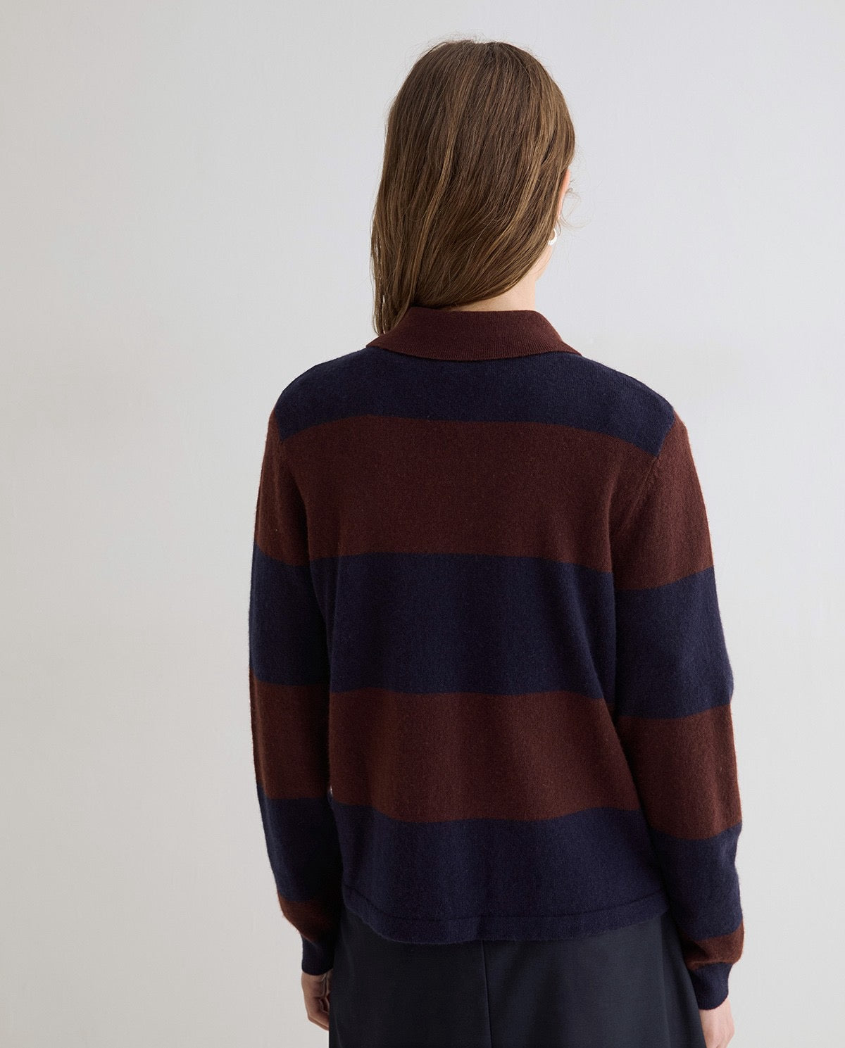 Yerse Striped Polo Neck Sweater