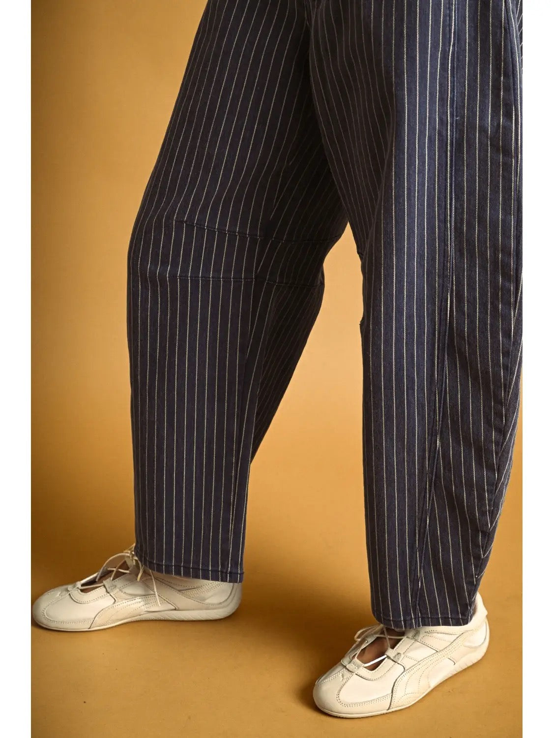 Miou Muse Pinstriped Barrel Jeans