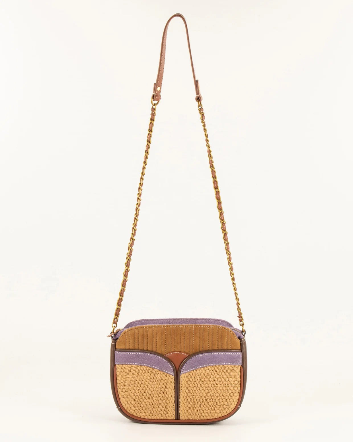 Sessun Divine Mixed Materials Chain Bag - Lila Glaze