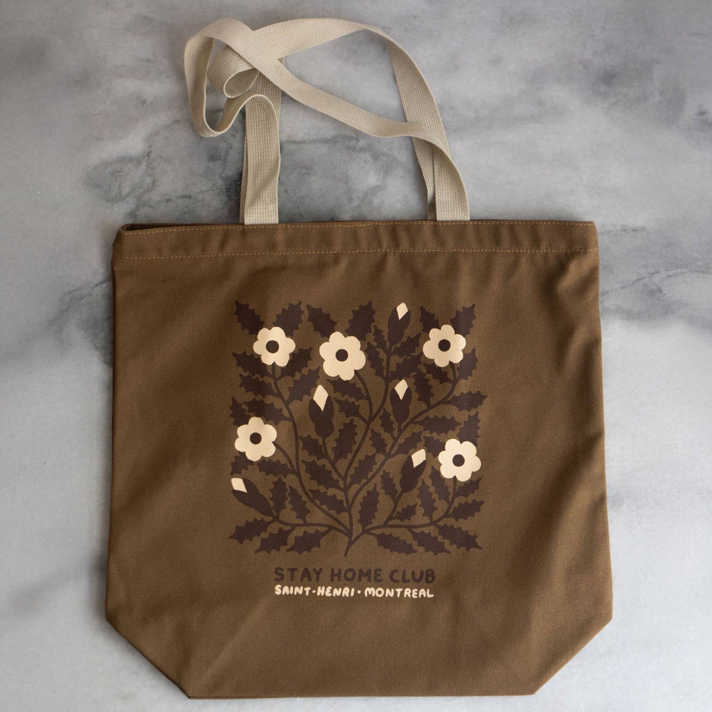 Stay Home Club Big Zippered Canvas Tote