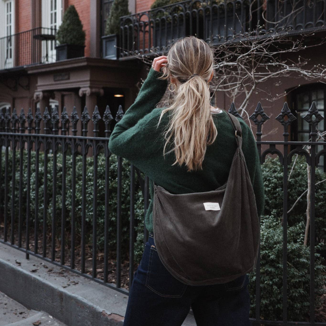 Dans Le Sac Crescent Corduroy Crossbody Bag