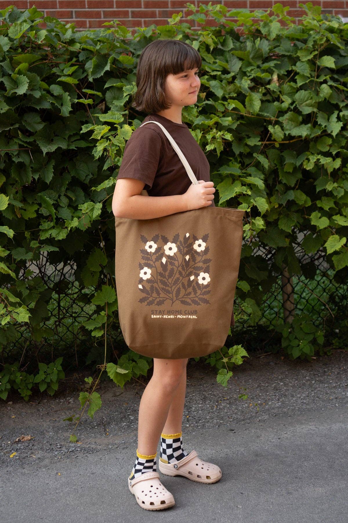 Stay Home Club Big Zippered Canvas Tote