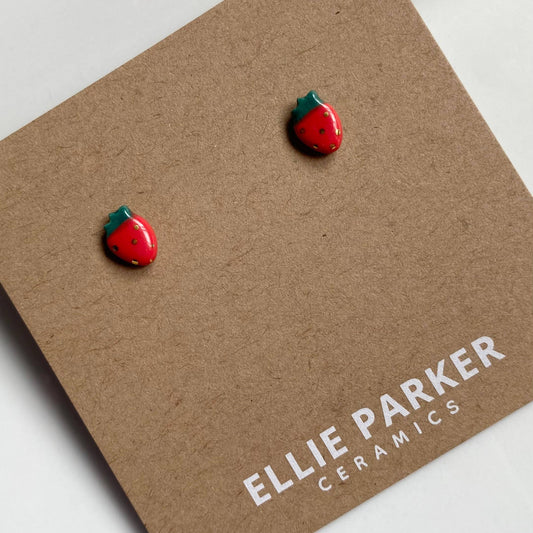 Ellie Parker Strawberry Ceramic Clay Stud Earrings