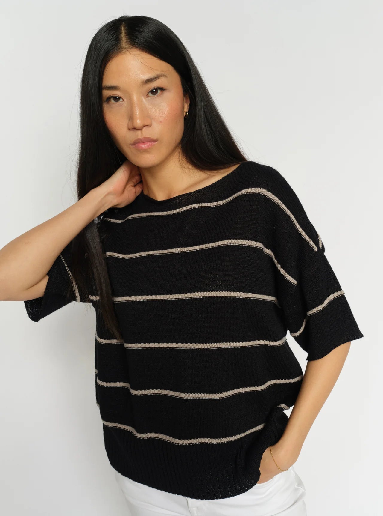 Mos Mosh Arlen Paper Knit Short Sleeve Sweater