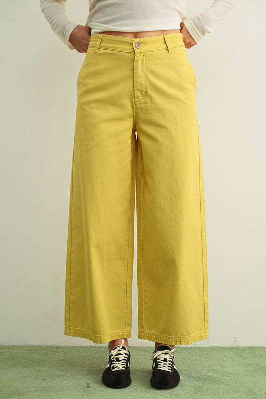 Miou Muse Cotton Barrel Pants Yellow
