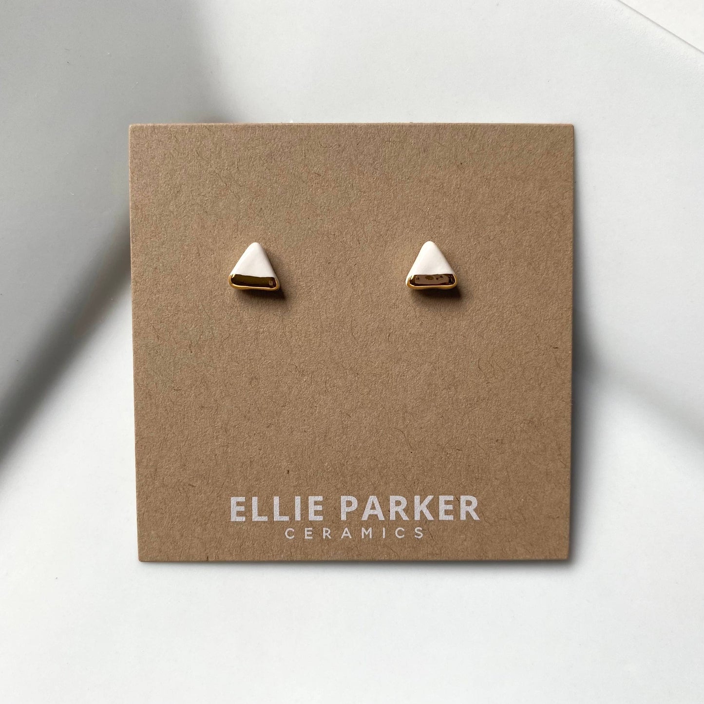 Ellie Parker Triangle Classic White Clay Stud Earrings