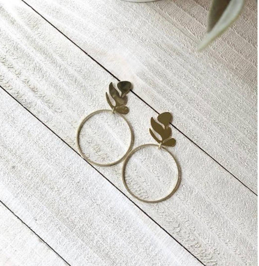 Clover & Coast Gold Plated Leaf With Hoop