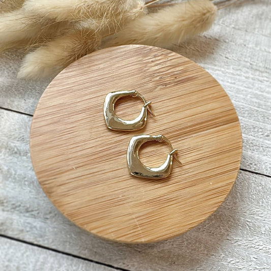Clover & Coast Gold Plated Square Hoops
