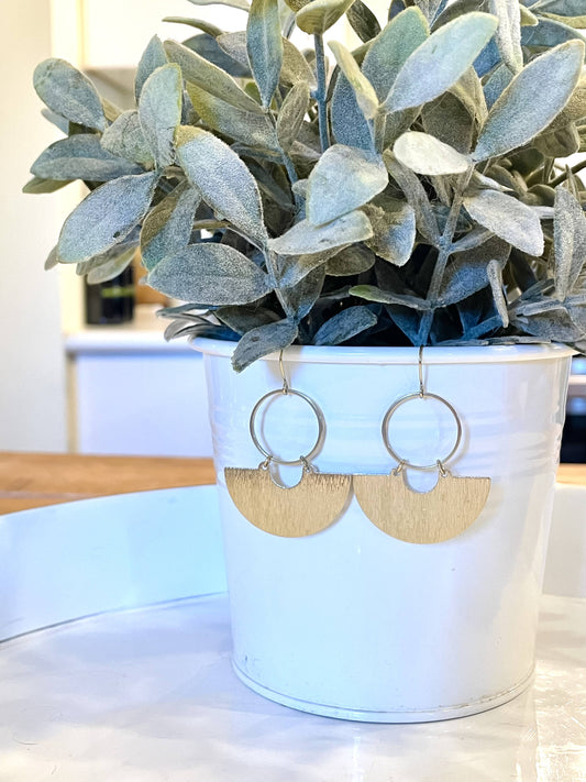 Clover & Coast Brass Hoop w/ Fan Earring