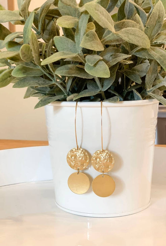 Clover & Coast Long Drop Double Coin earring