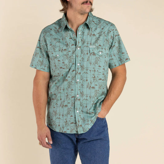 Sendero Serape Pearl Snap Short Sleeve - Azulado Desert Rodeo Print