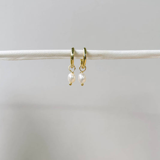 Horace Dolko 18K Gold Plated Sterling Silver Pearl Hoop Earrings