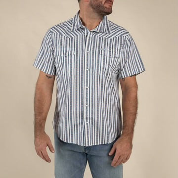 Sendero Serape Pearl Snap Short Sleeve - Navy