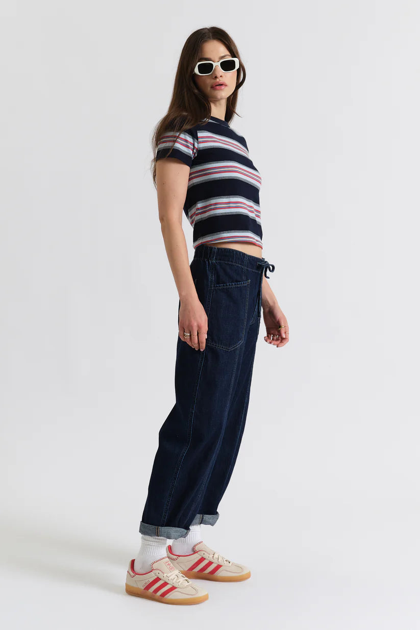 Daze Villa Drawstring Barrel Leg Jeans