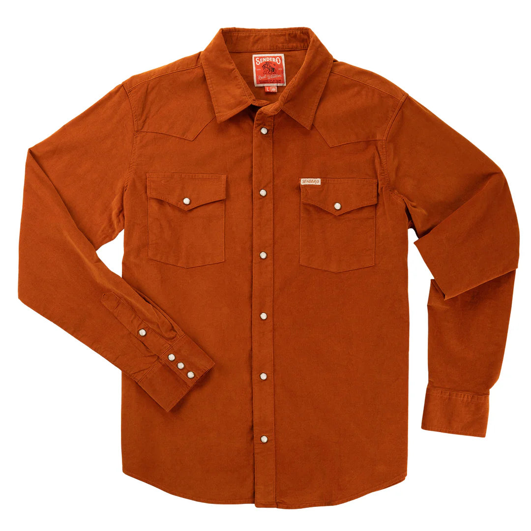 Sendero Wyatt Pearl Snap Burnt Orange