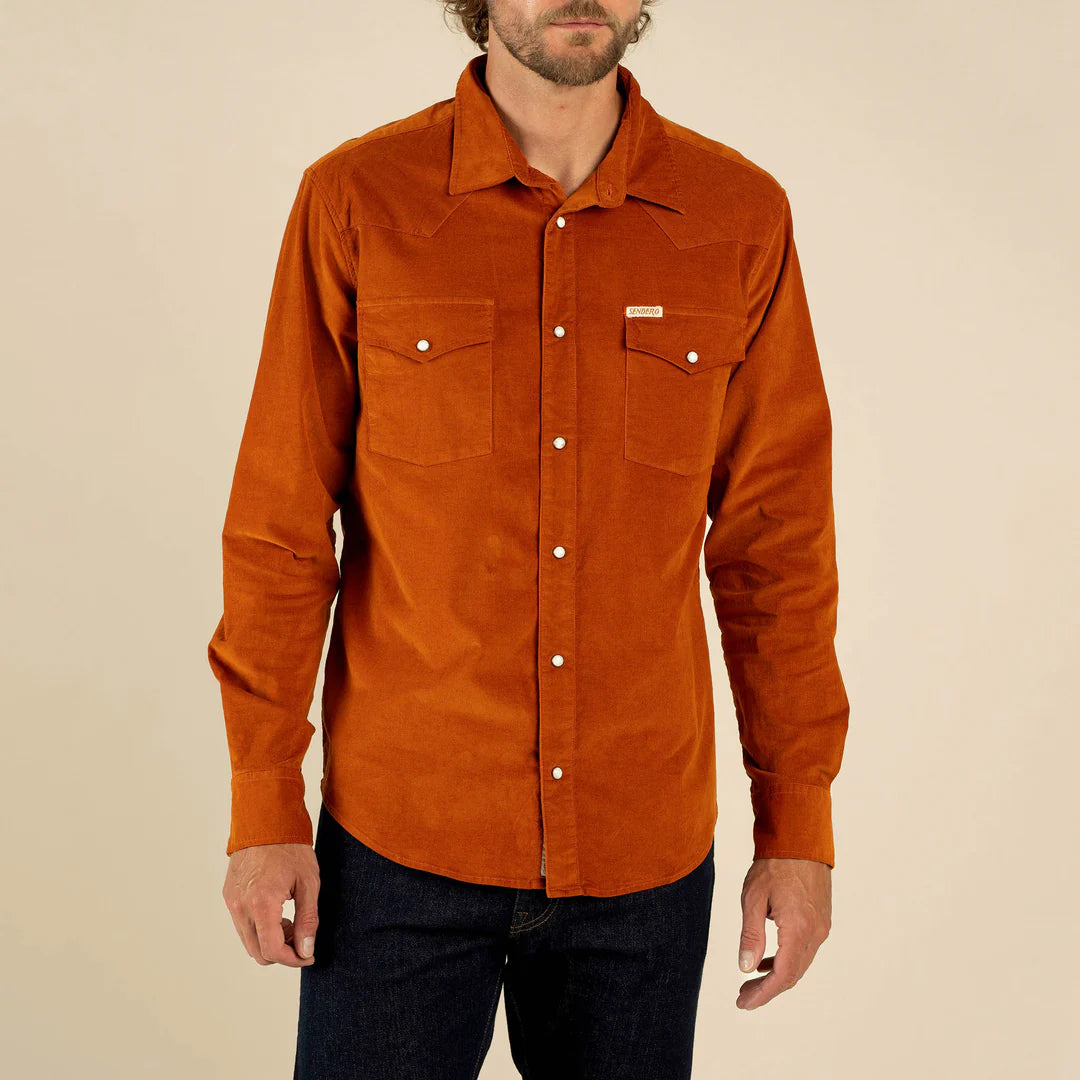 Sendero Wyatt Pearl Snap Burnt Orange