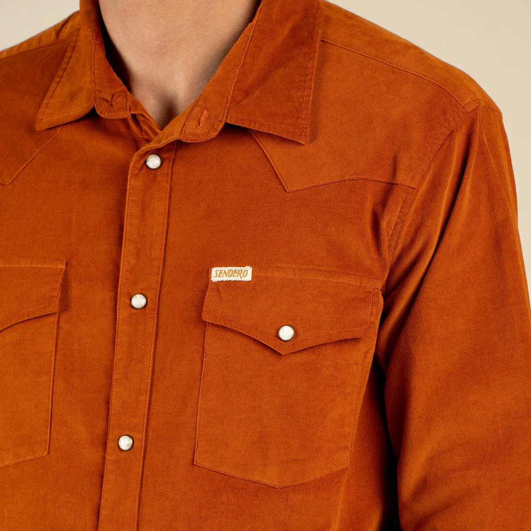 Sendero Wyatt Pearl Snap Burnt Orange