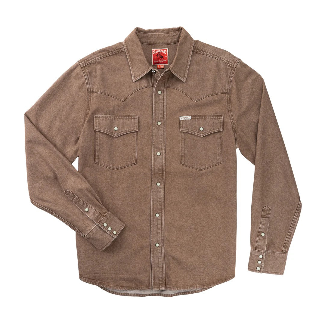 Sendero Wyatt Pearl Snap Faded Brown