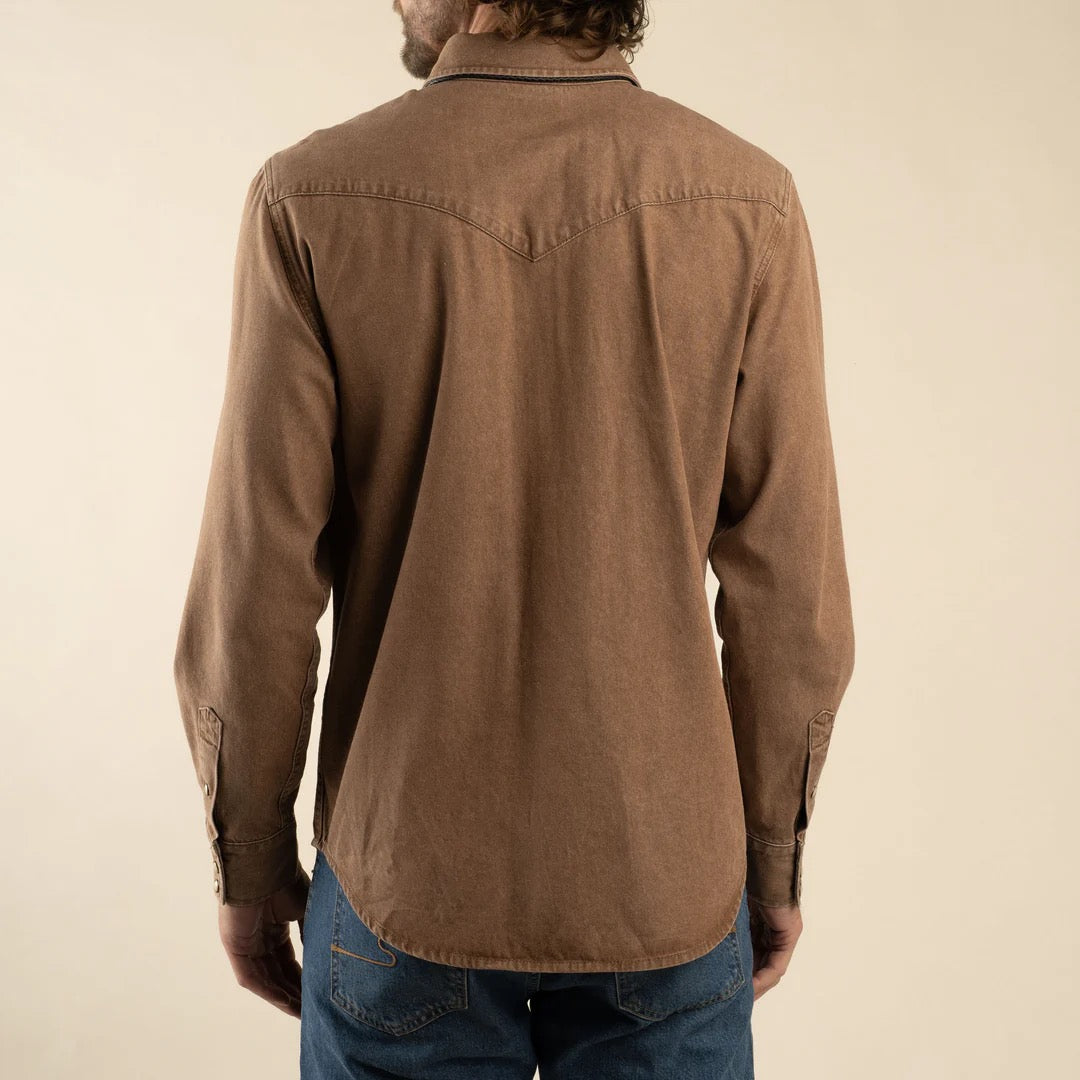 Sendero Wyatt Pearl Snap Faded Brown