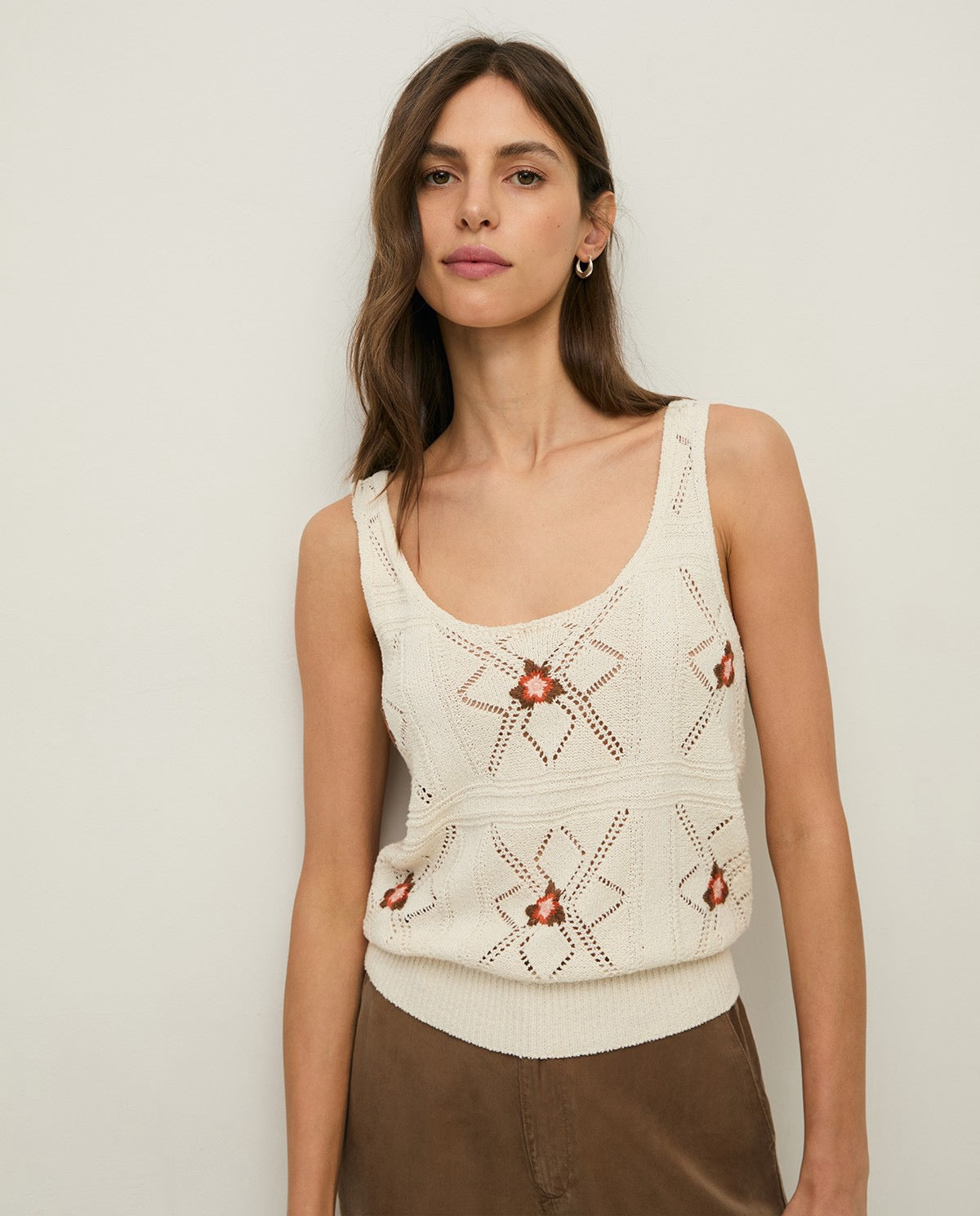 Yerse Crochet Tank Ecru