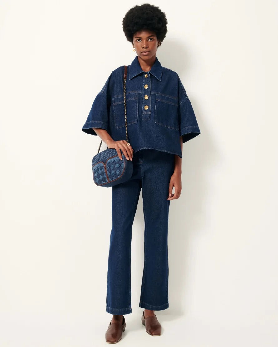 Sessun Divine Braided Denim Chain Bag