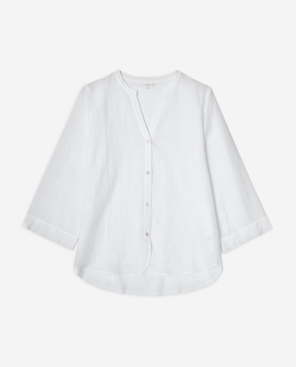 Yerse Linen and Cotton Blouse with French Sleeves