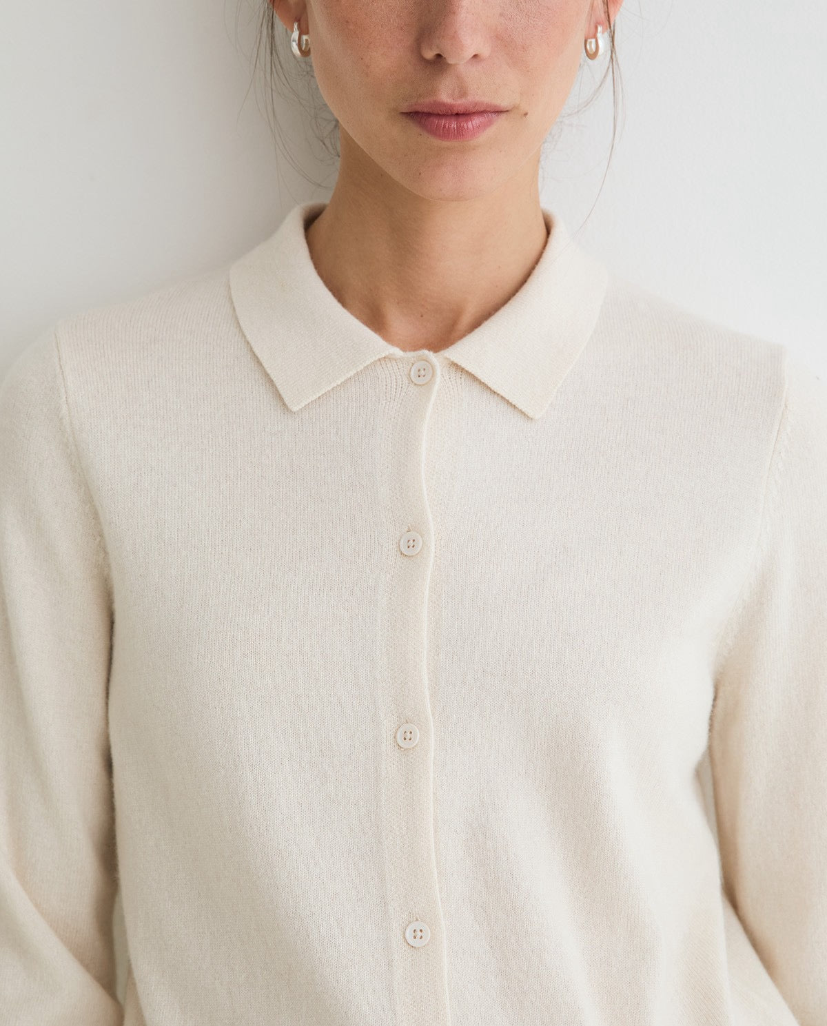 Yerse Wool Cashmere Blend Polo Neck Cardigan
