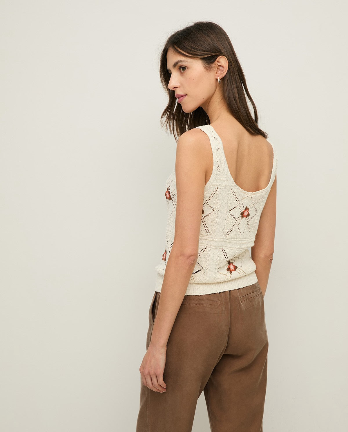 Yerse Crochet Tank Ecru