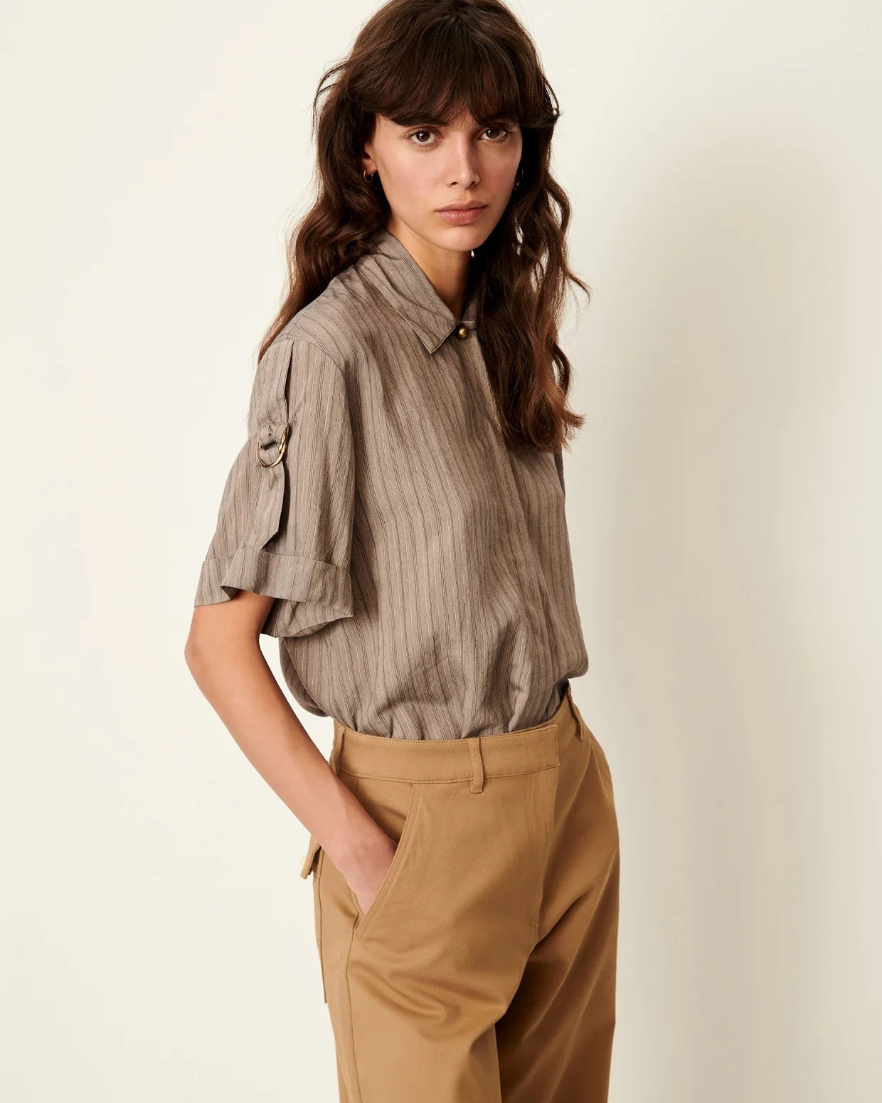 Sessun Safara Short Sleeve Blouse - Sandstone