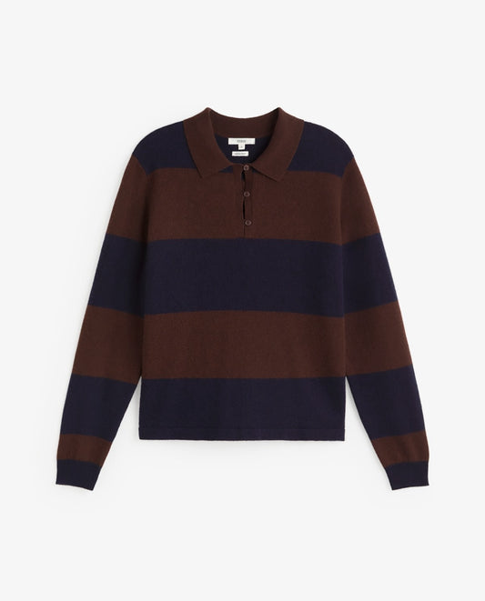 Yerse Striped Polo Neck Sweater