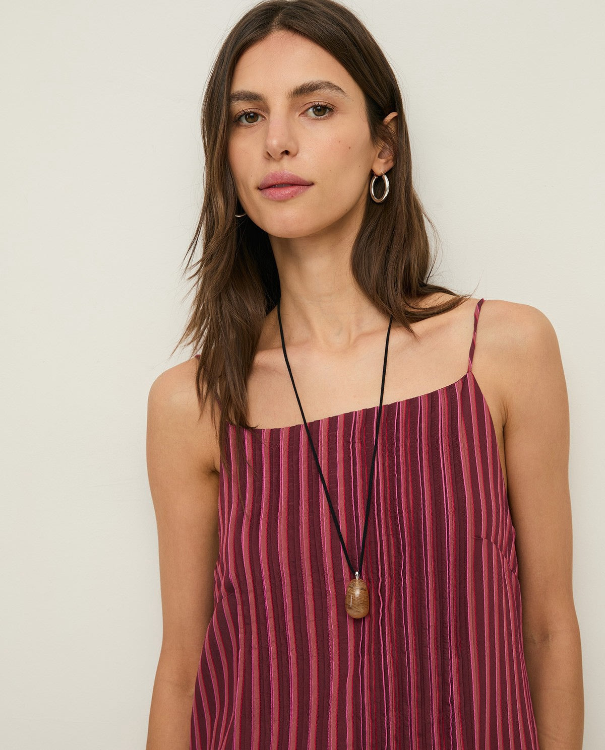 Yerse Striped Midi Camisole Dress
