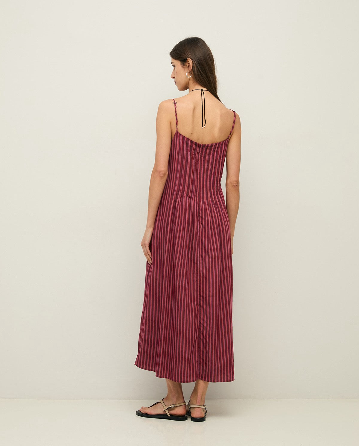 Yerse Striped Midi Camisole Dress
