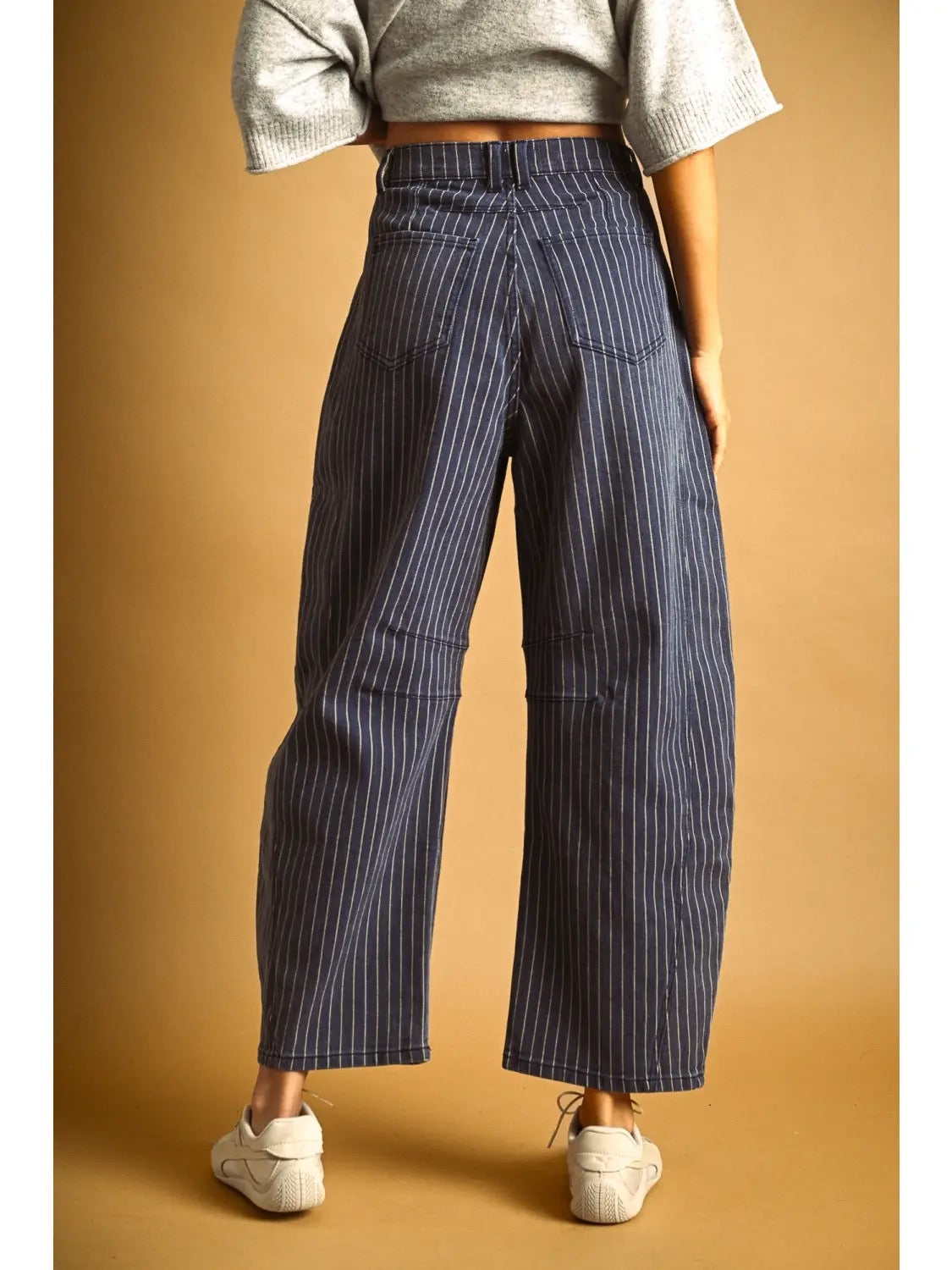Miou Muse Pinstriped Barrel Jeans
