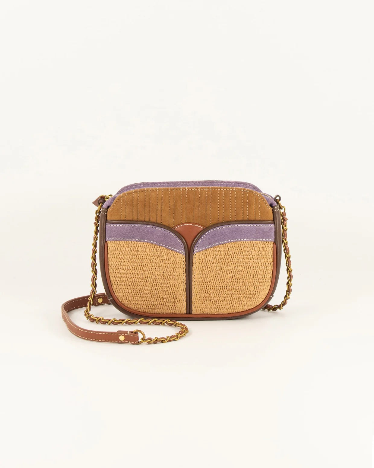 Sessun Divine Mixed Materials Chain Bag - Lila Glaze