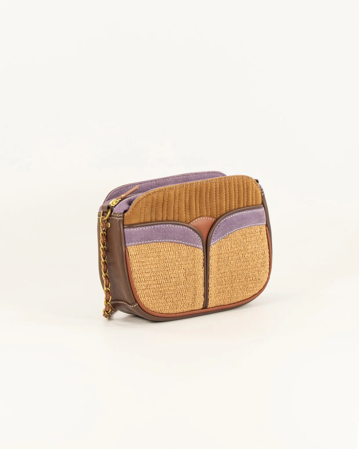 Sessun Divine Mixed Materials Chain Bag - Lila Glaze