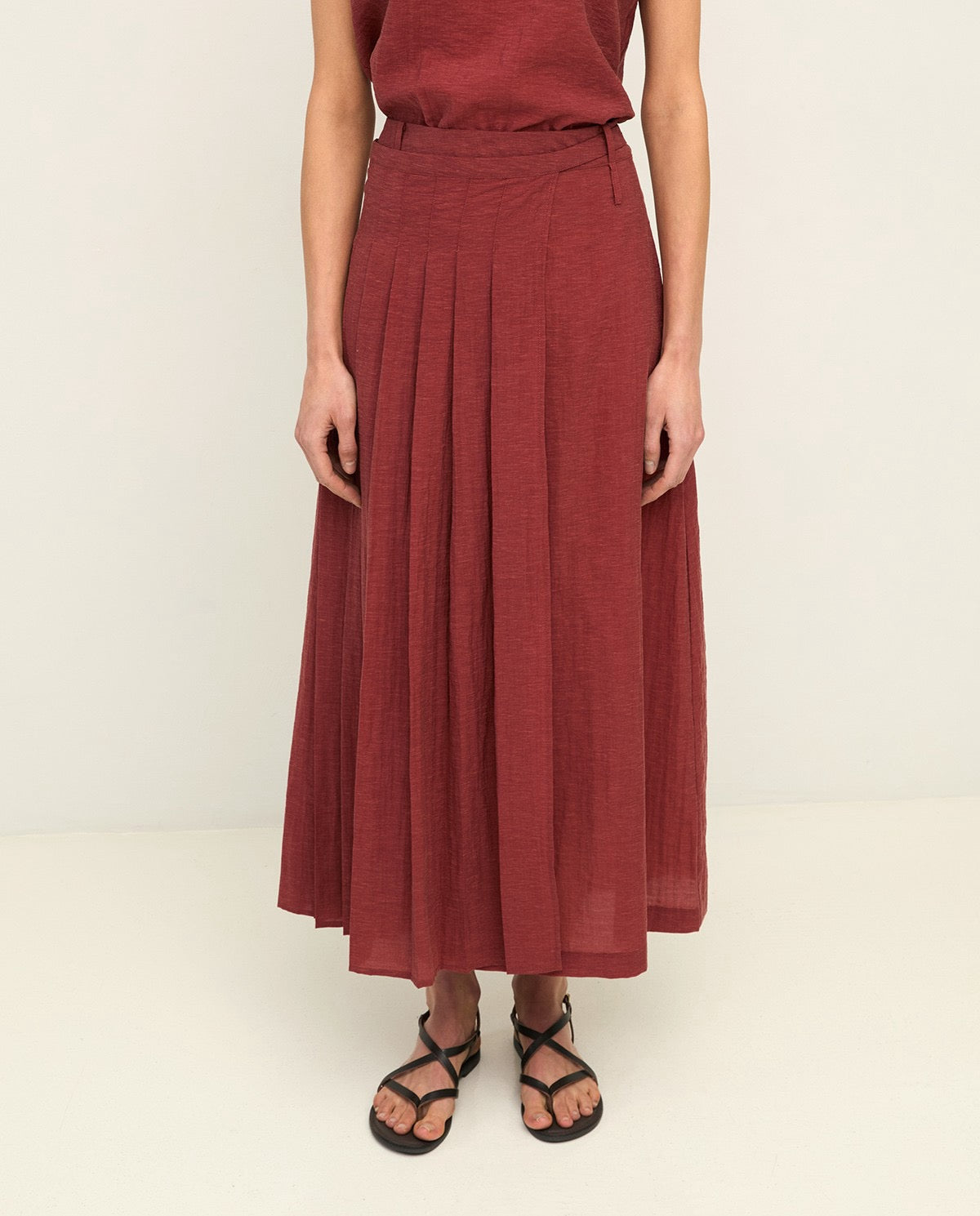 Yerse Double Layer Midi Skirt