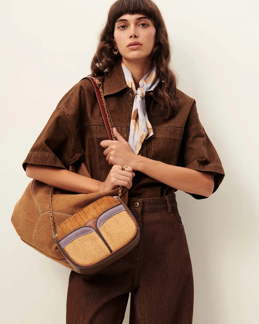 Sessun Divine Mixed Materials Chain Bag - Lila Glaze