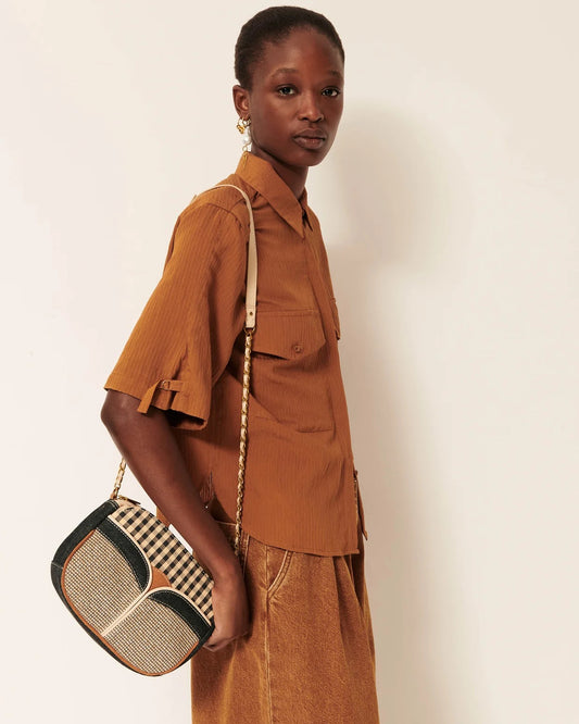 Sessun Divine Mixed Materials Chain Bag - Sandblack