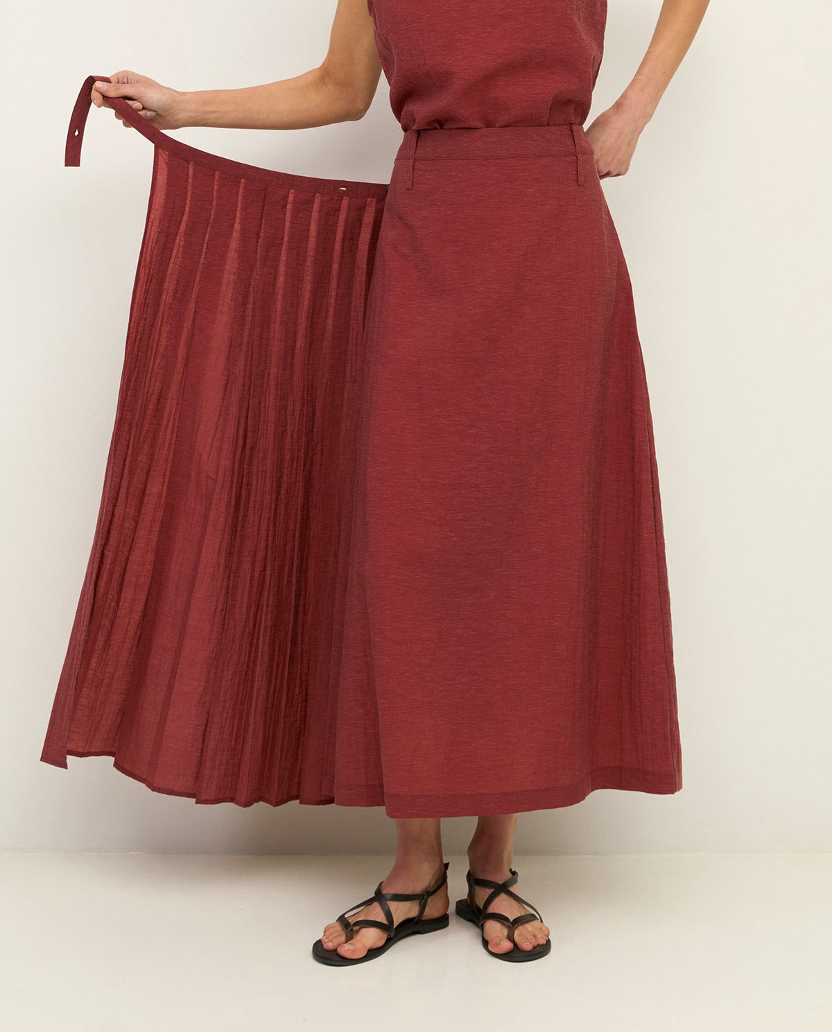 Yerse Double Layer Midi Skirt