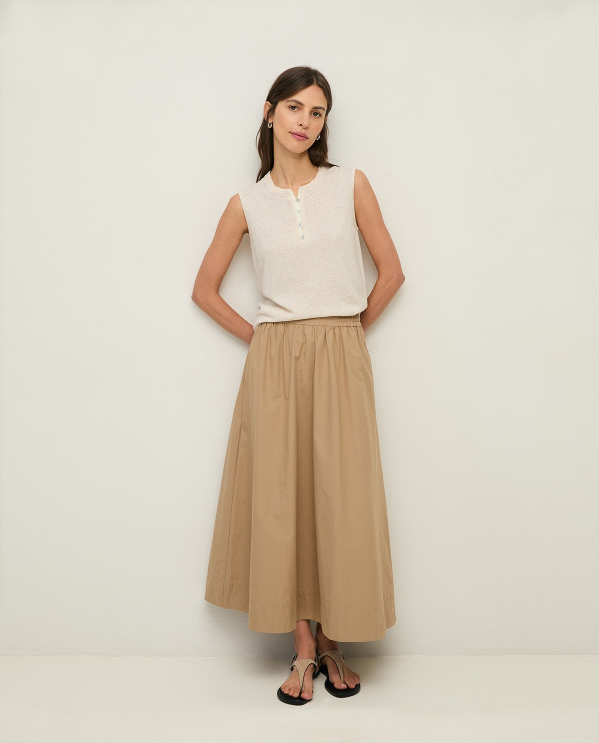 Yerse Maggie Midi Poplin Skirt