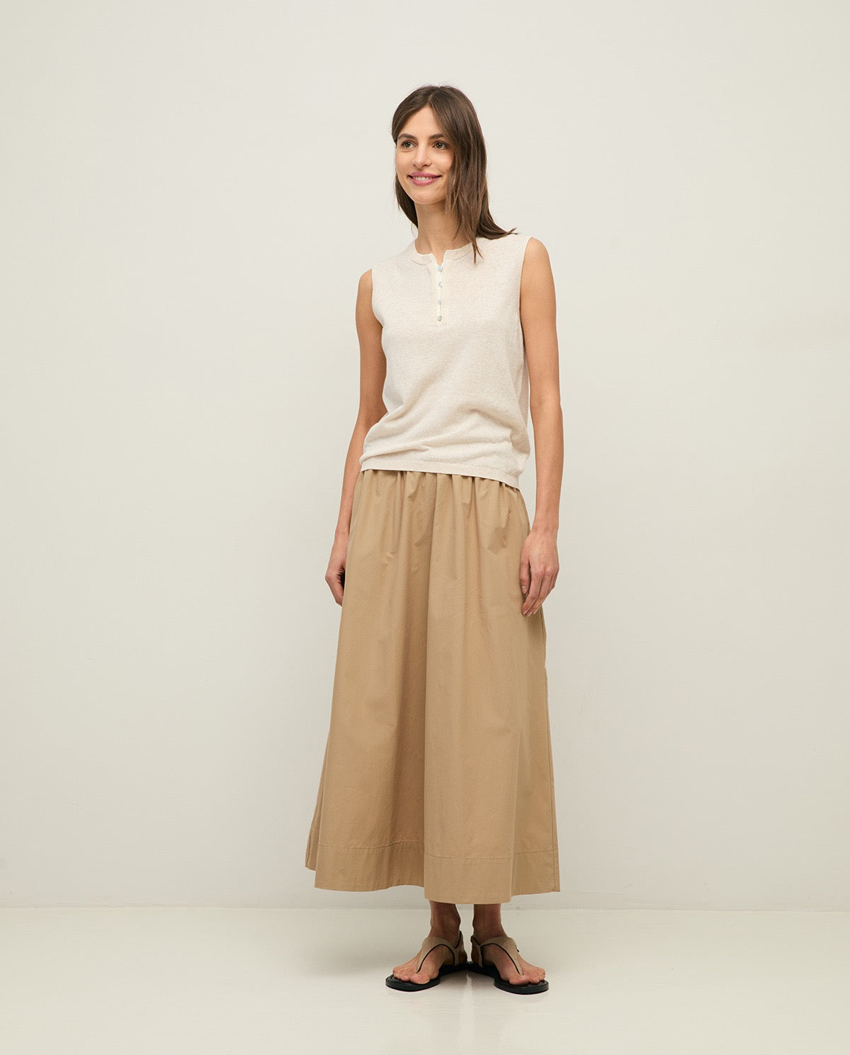 Yerse Maggie Midi Poplin Skirt