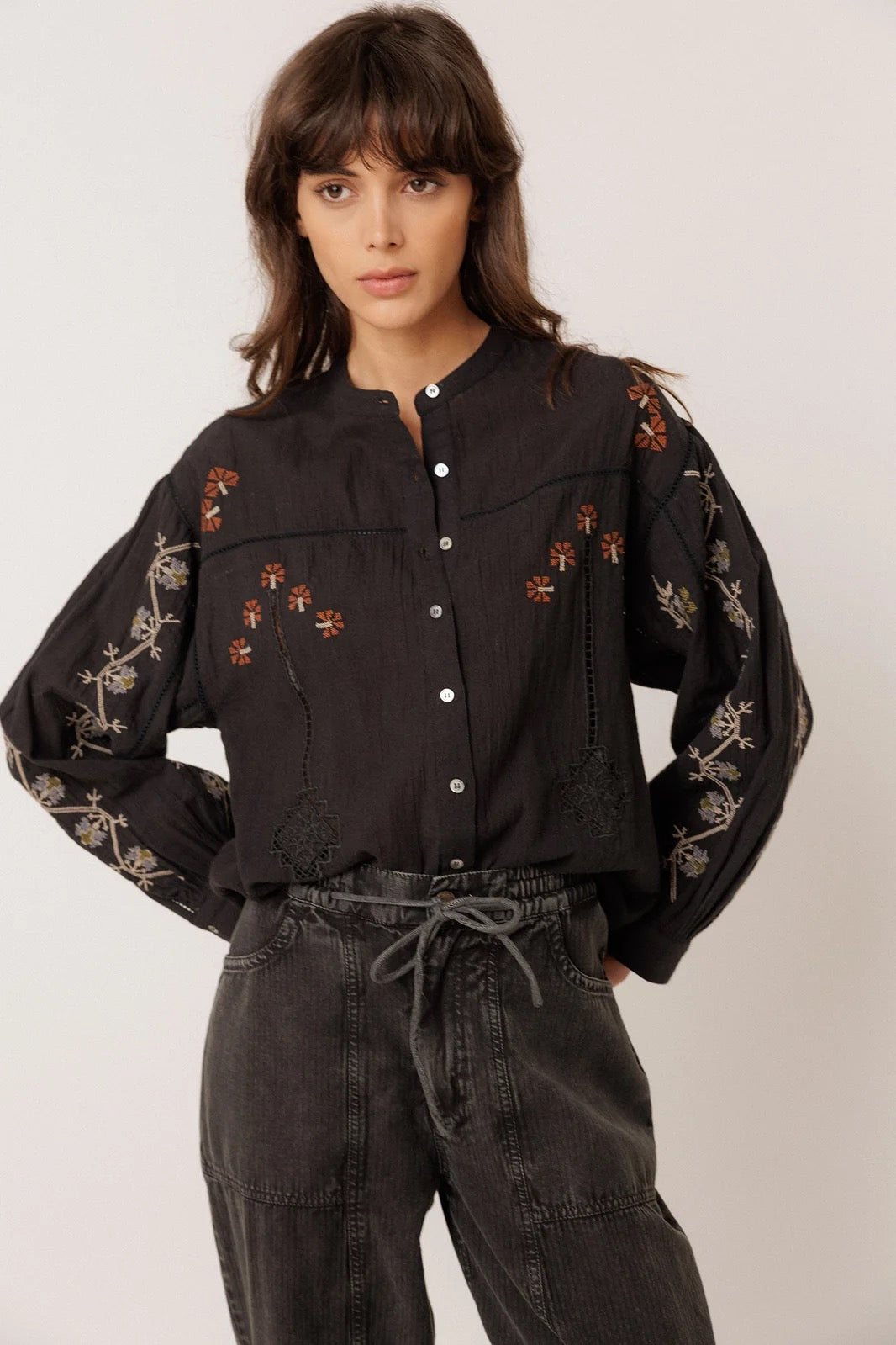 Indi & Cold Embroidered Floral Blouse