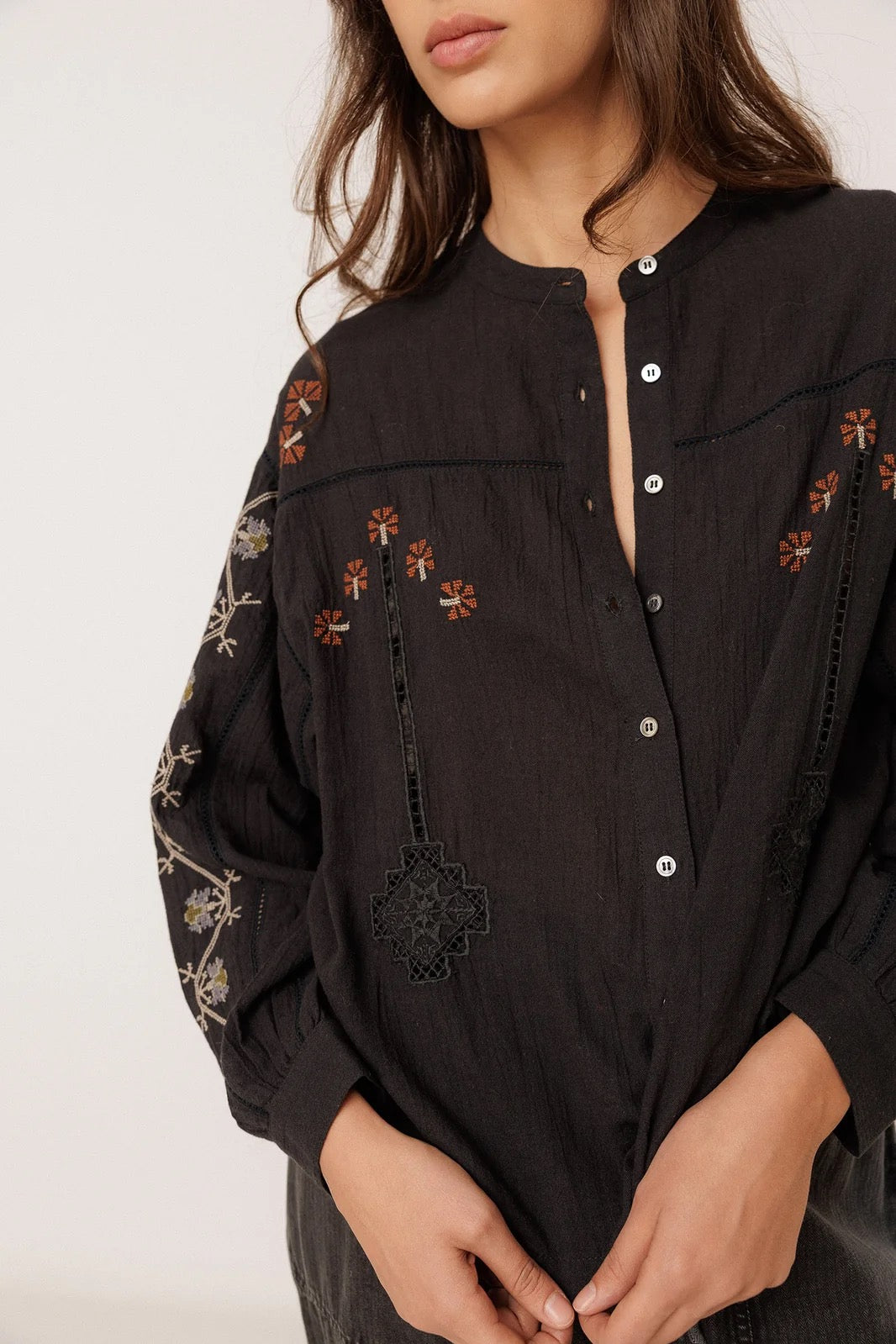 Indi & Cold Embroidered Floral Blouse