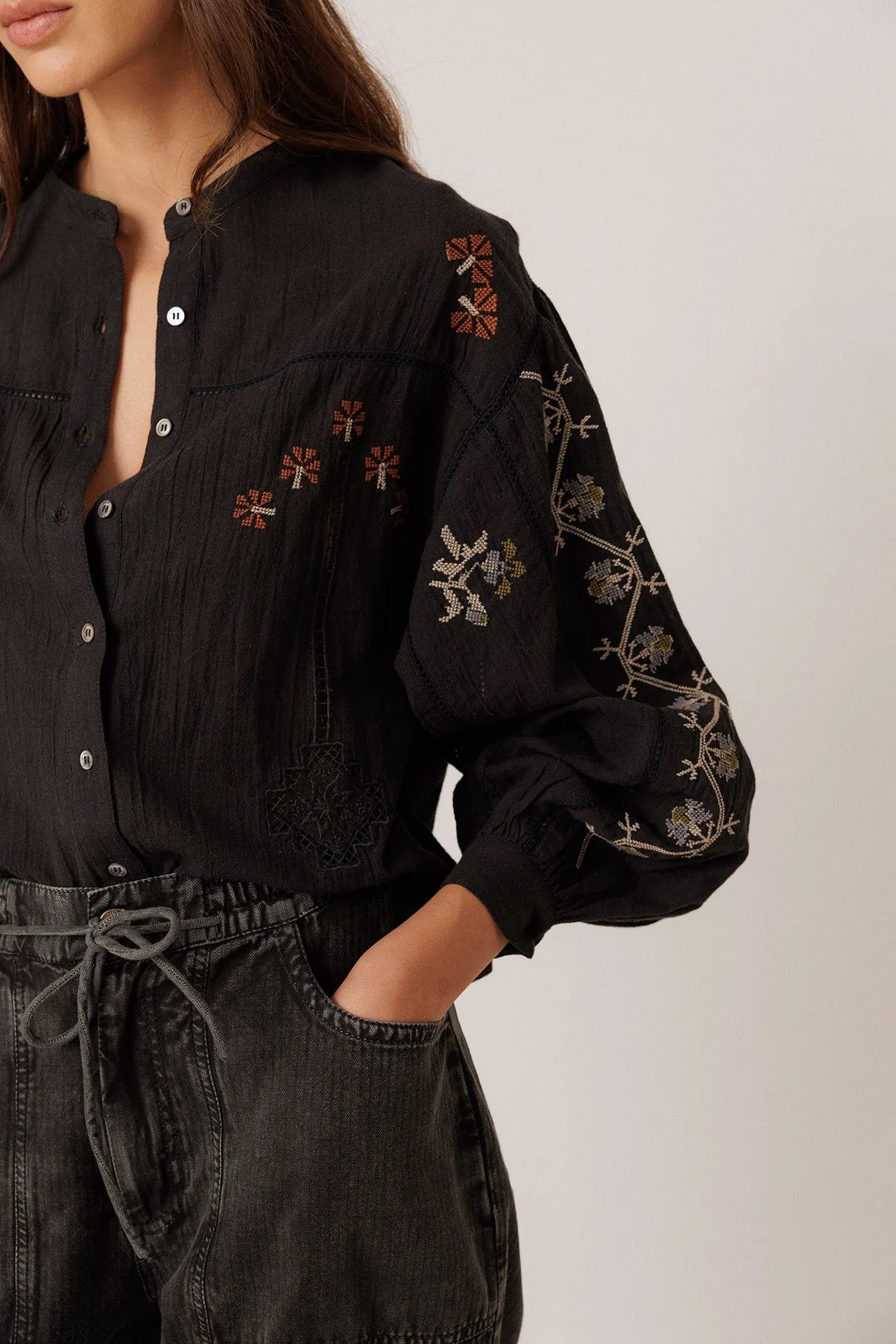Indi & Cold Embroidered Floral Blouse
