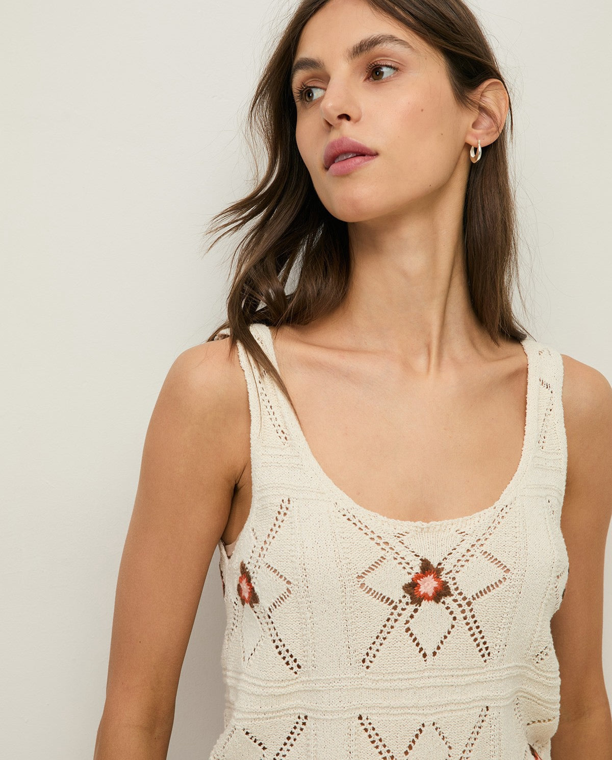 Yerse Crochet Tank Ecru